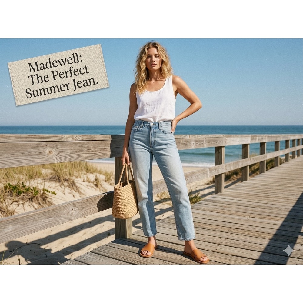 Madewell Womens The Perfect Summer Jean 29 Light Blue Coastal High Rise Straight